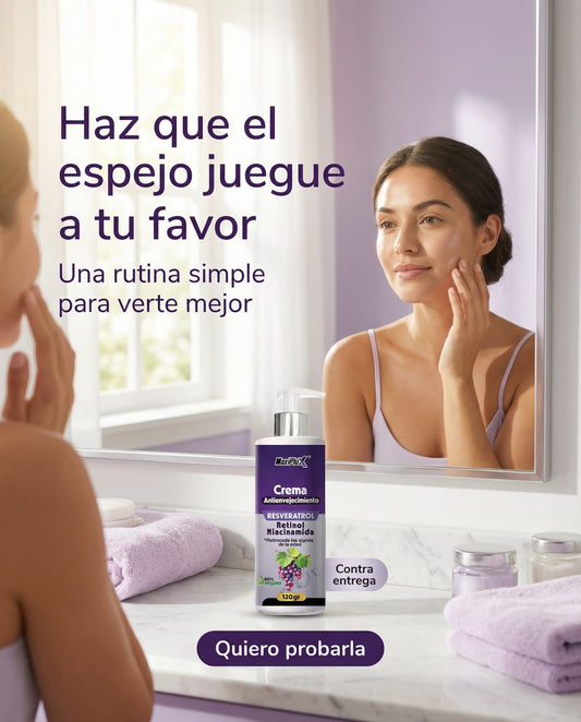 Crema Antienvejecimiento MaxiPluX | Resveratrol, Retinol y Niacinamida 120g