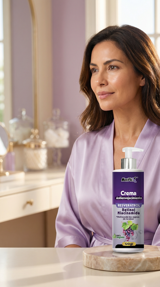 Crema Antienvejecimiento MaxiPluX | Resveratrol, Retinol y Niacinamida 120g